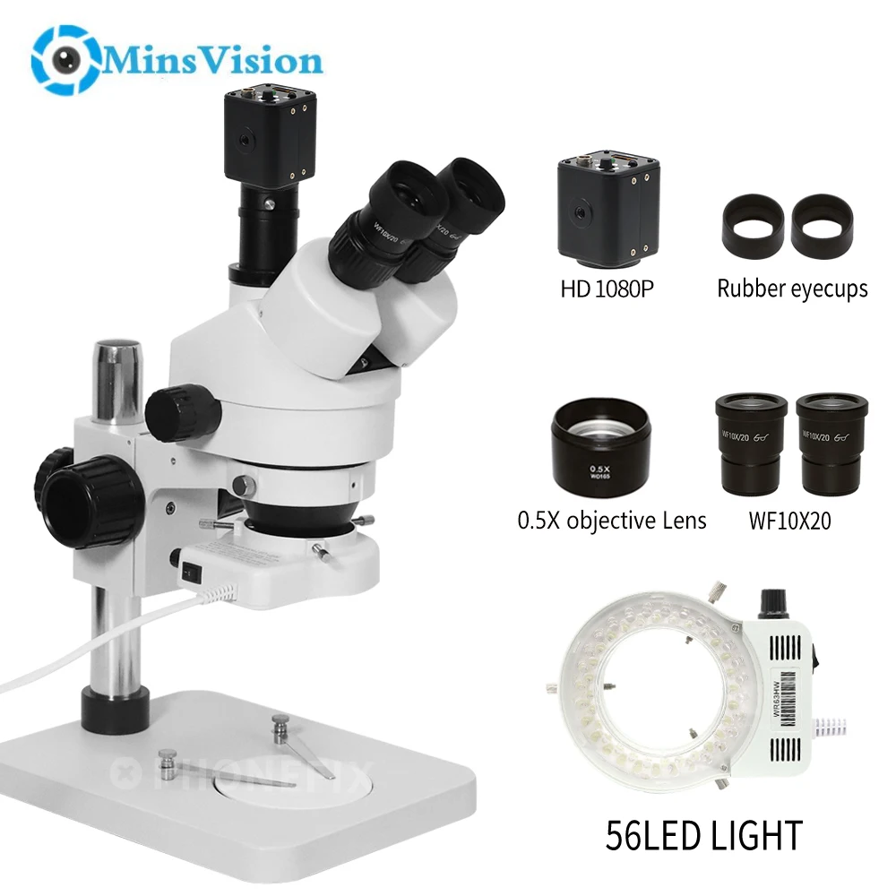 Microscopio Stereo Trinoculare AmScope 7X-45X Con Braccio Flessibile E Fotocamera USB3 5MP