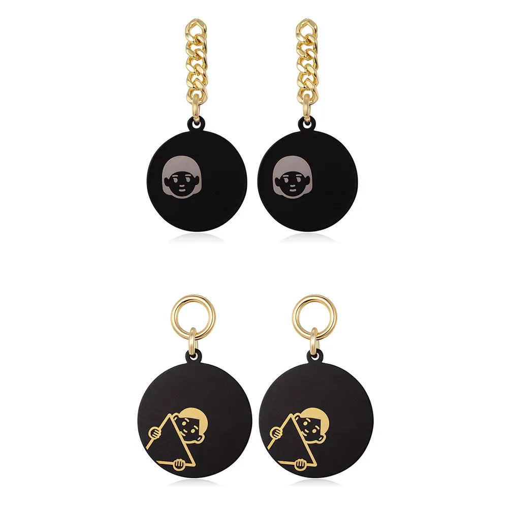 

Cute Cartoon Girl Round Drop Earrings For Women en Copper Link Chain Earrings Fashion Jewelry boucle d'oreille femme 2023