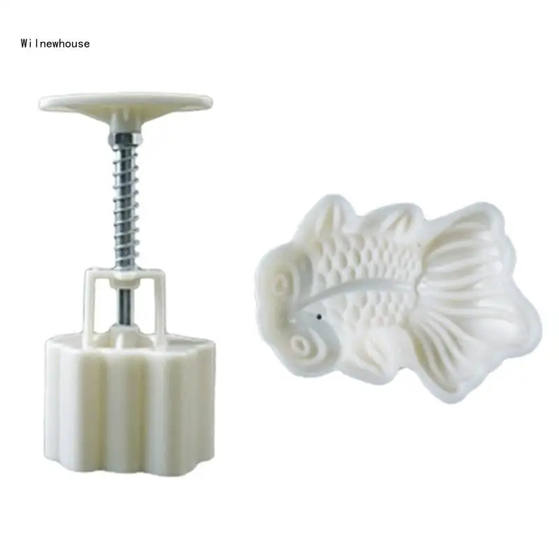 

65g Plastic Material Mooncake Moulds Mooncake Stamps Goldfish Shaped DIY Mooncake Gadgets for Mid-Autumn Festival Dropship