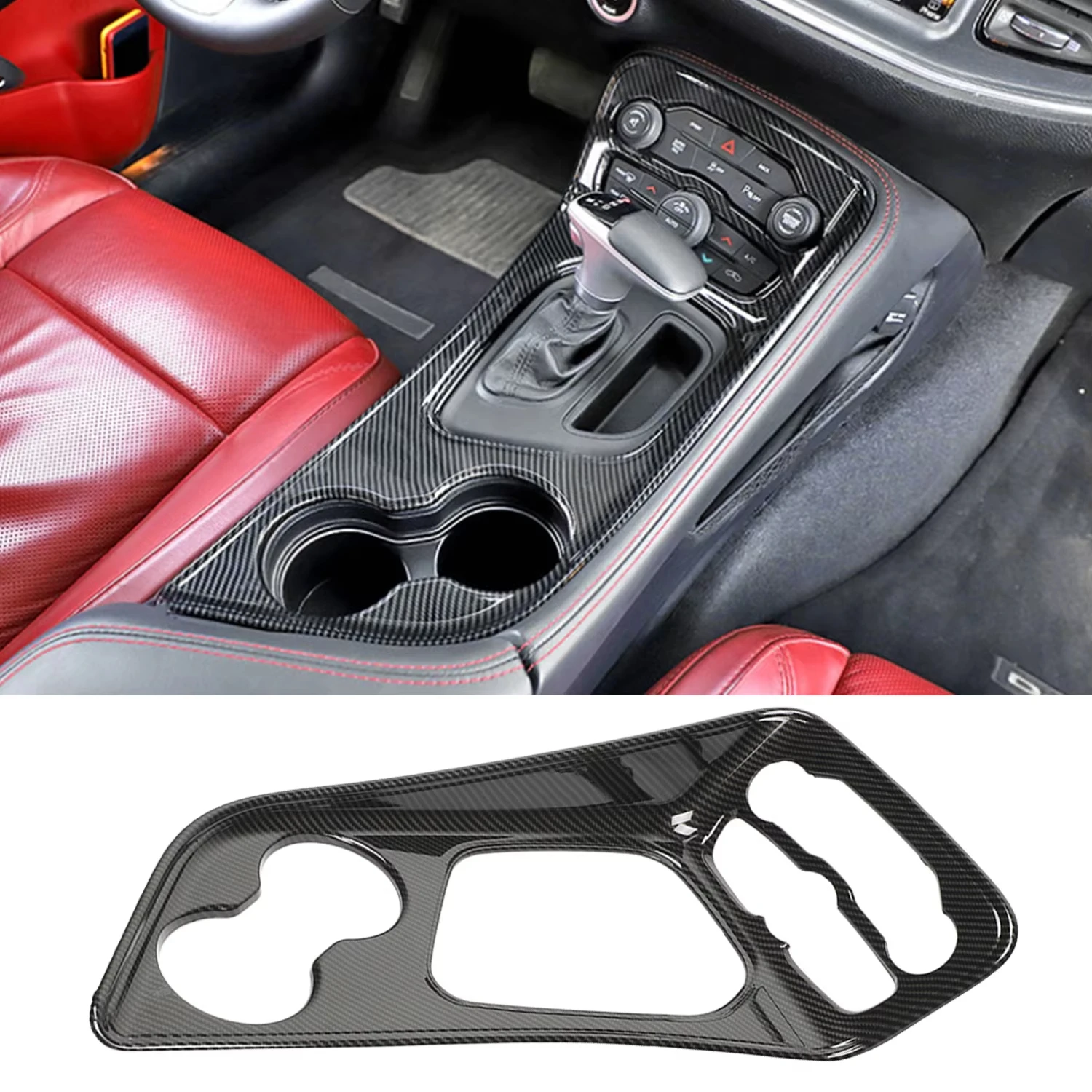 Carbon Fiber Black Accessory For Dodge Challenger 2015-2022 Center Console Gear