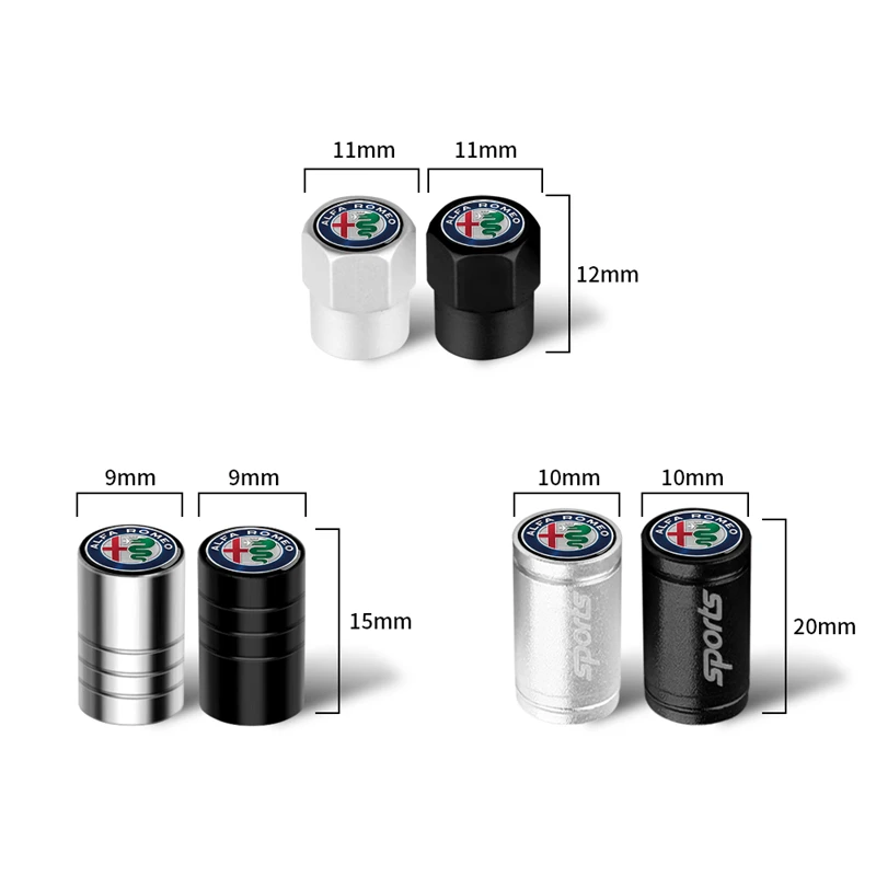 4 Pezzi Metallo Cappucci Delle Valvole Per Alfa Romeo Mito 147/156/159/166 Giulietta Giulia, Tappi Valvole Pneumatici, Coperchio Valvola Pneumatico, Impermeabile|Antipolvere - Foto 8