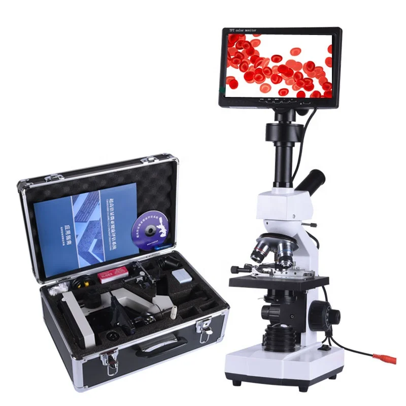 

9inch 10inch HD cell biological microscope one drop of blood test Instrument optical observation tester Aluminum box