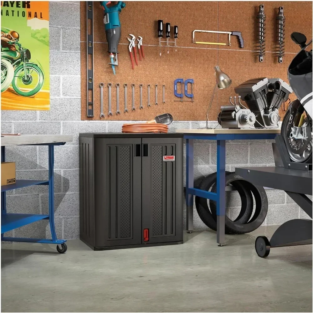 New2025-9 Cubic Ft. Heavy-Duty Resin Cabinet with 2 Shelves, Dark Grey