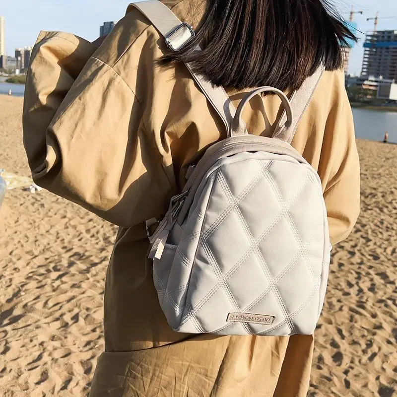 

Korean Fashion Mini Backpack Women Solid Color Commuter Office Ladies Backpack Large Capacity Lightweight Nylon Travel Backpack