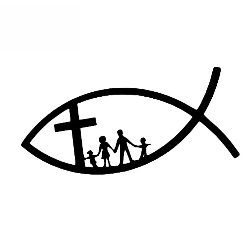 

Funny CHRISTIAN FISH JESUS FAMILY CROSS CHURCH Vinyl Car Sticker Creative Decals for KIA VW Nissan Lada Black Silver,14cm*6cm