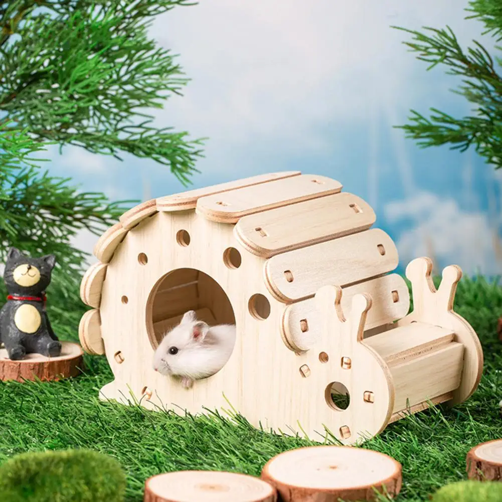Hamster Wooden House Swing Sleeping Nest Multi-Holes Breathable Double Layer Toy
