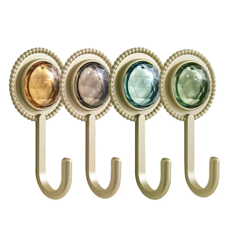 

4 PCS Heavy Duty Adhesive Hooks, Wall Mount Hangers Hanging Coat Hooks ABS+AS Decorative Towel Hangers For Kitchen Bathroom