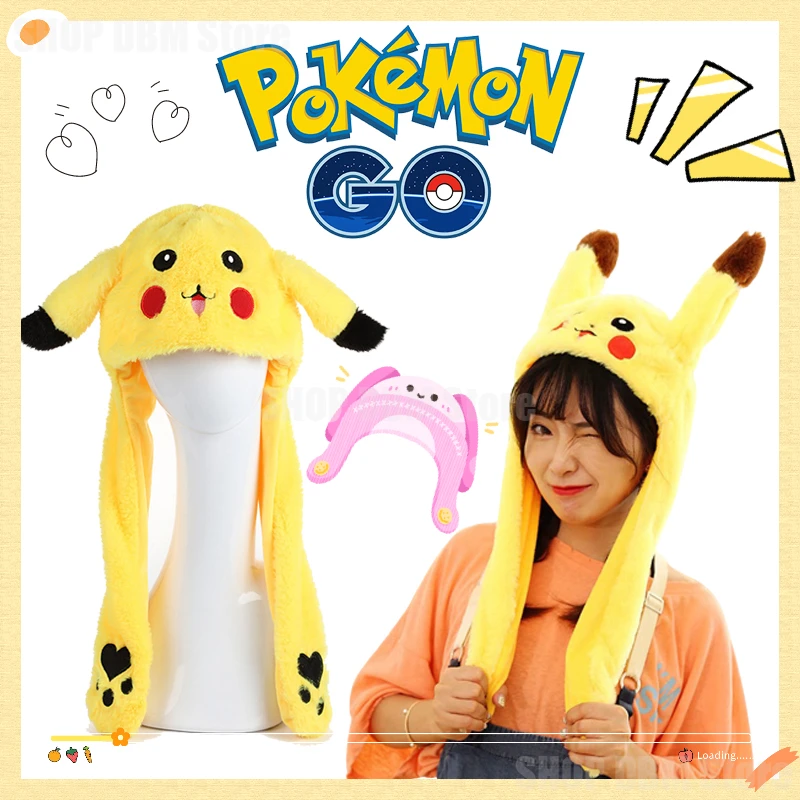 Pokemon Pikachu Cappello Da Donna Beanie Can Moving Bunny Ears Hat With Shine Earflap Orecchie Mobili Casual Animal Anime Cap Berretti