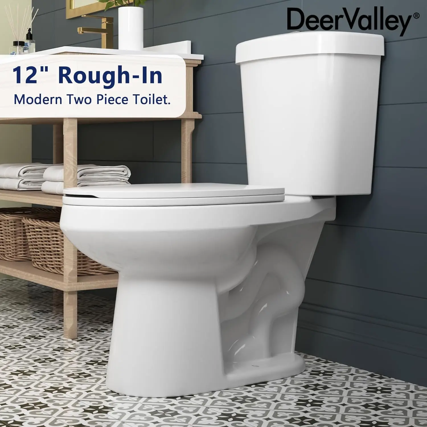 Elongated Toilet Two-Piece Toilets ADA Height 17.5" Comfort Chair Height Toilet Bowl With Soft Close Seat Dual Flush Toilet 4