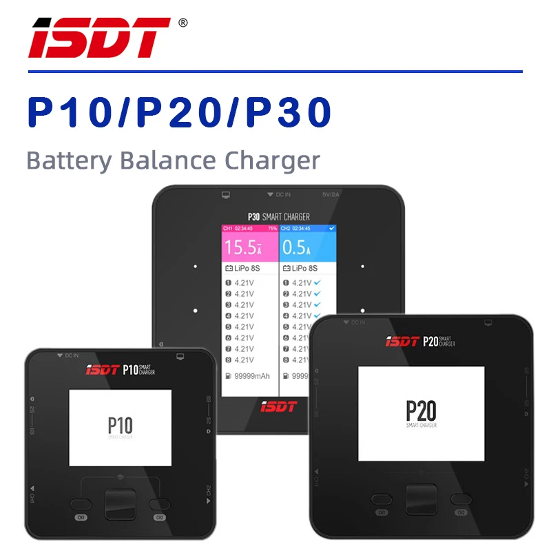 

ISDT P10 250 Вт * 2/P20 500 Вт * 2/P30 1000 Вт * 2 высокомощное Двухканальное интеллектуальное балансирующее зарядное устройство 1-8S Li-Ion Life NiCd NiMH LiHV