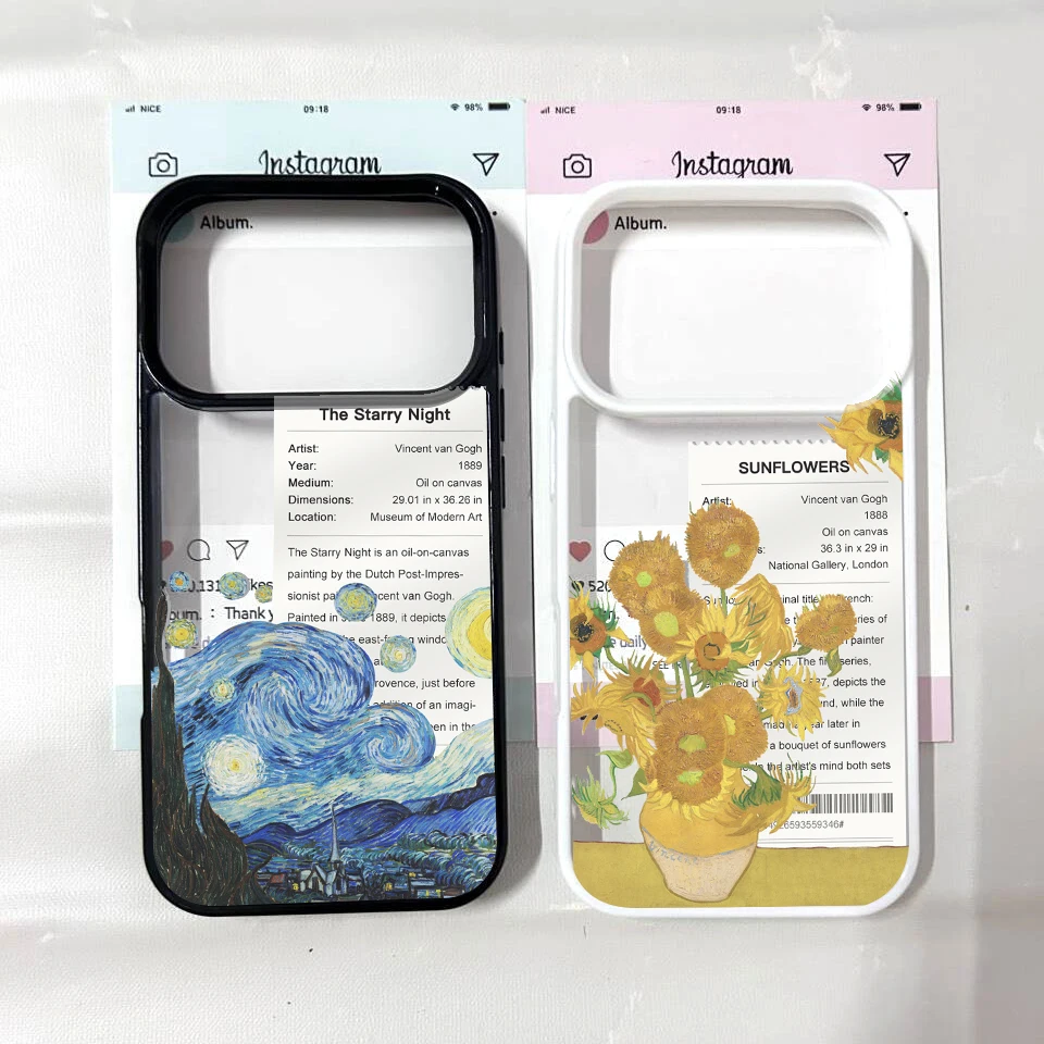 Van Gogh Sunflower Starry Sky Oil Painting Clear Phone Case