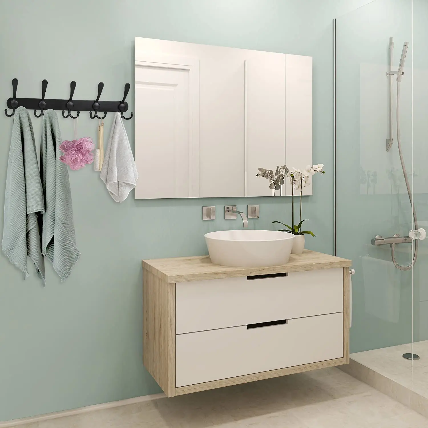 Coat Rack Wall Mounted 5 Tri Hooks Heavy Duty Stainless Steel Metal Coat Hook Rail for Hat Towel Purse Robes Bathroom wall coat rack,wall hanger,wall clothes hook,kitchen hook,wall drying rack,towel hook