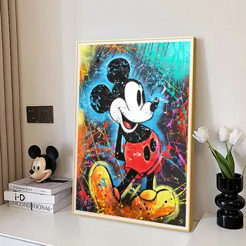 Peinture diamant Disney Mickey Mouse, perceuse ronde complète, mosaïque de dessin animé, cadeaux pour enfants, 30x40 1