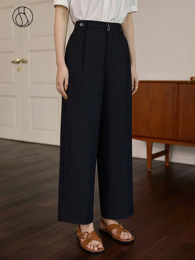 DUSHU Office Lady Wear Casual Black Pants For Women Summer 2023 New