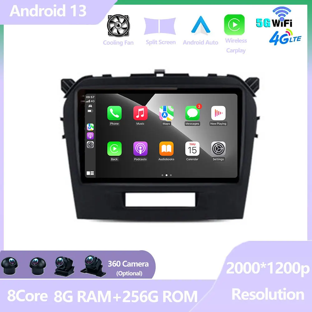 

9 Inch Android 13 For Suzuki Vitara 2014 - 2018 Auto Radio Car Multimedia Player Navigation Screen 5G WIFI DSP Stereo BT Carplay