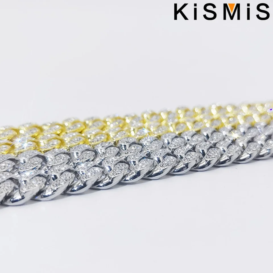 Apzzic 12mm Miami Cuban Link Chain - Iced Out Rhinestone Gold Plated Necklace & Bracelet Set For Men & Women