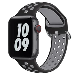Breathable Silicone Sport Band Strap - 38mm 40mm 41mm (Black gray)