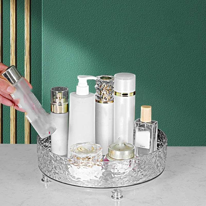 1Pc/Light Luxury Rotatable Cosmetics Storage Box Acrylic Storage Tray Desktop Dressing Table Skin Care Product Perfume Storage R 5
