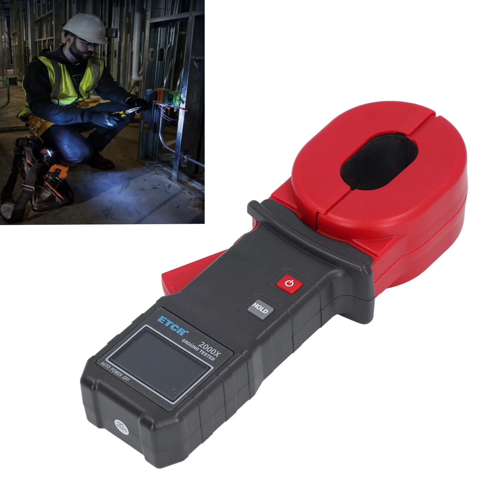 Resistance Tester Digital Ground Resistance Meter LCD Display 0.01~500&Omega; Auto Ranging Clamp Earth Resistance Meter Tester