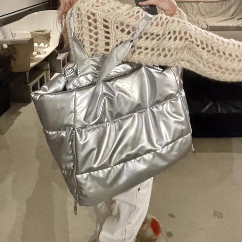 HAEX Y2K Women Shoulder Bag Harajuku Punk Large Capacity Bolso Mujer Individuality Silver High Street Moto Style Crossbody Bags