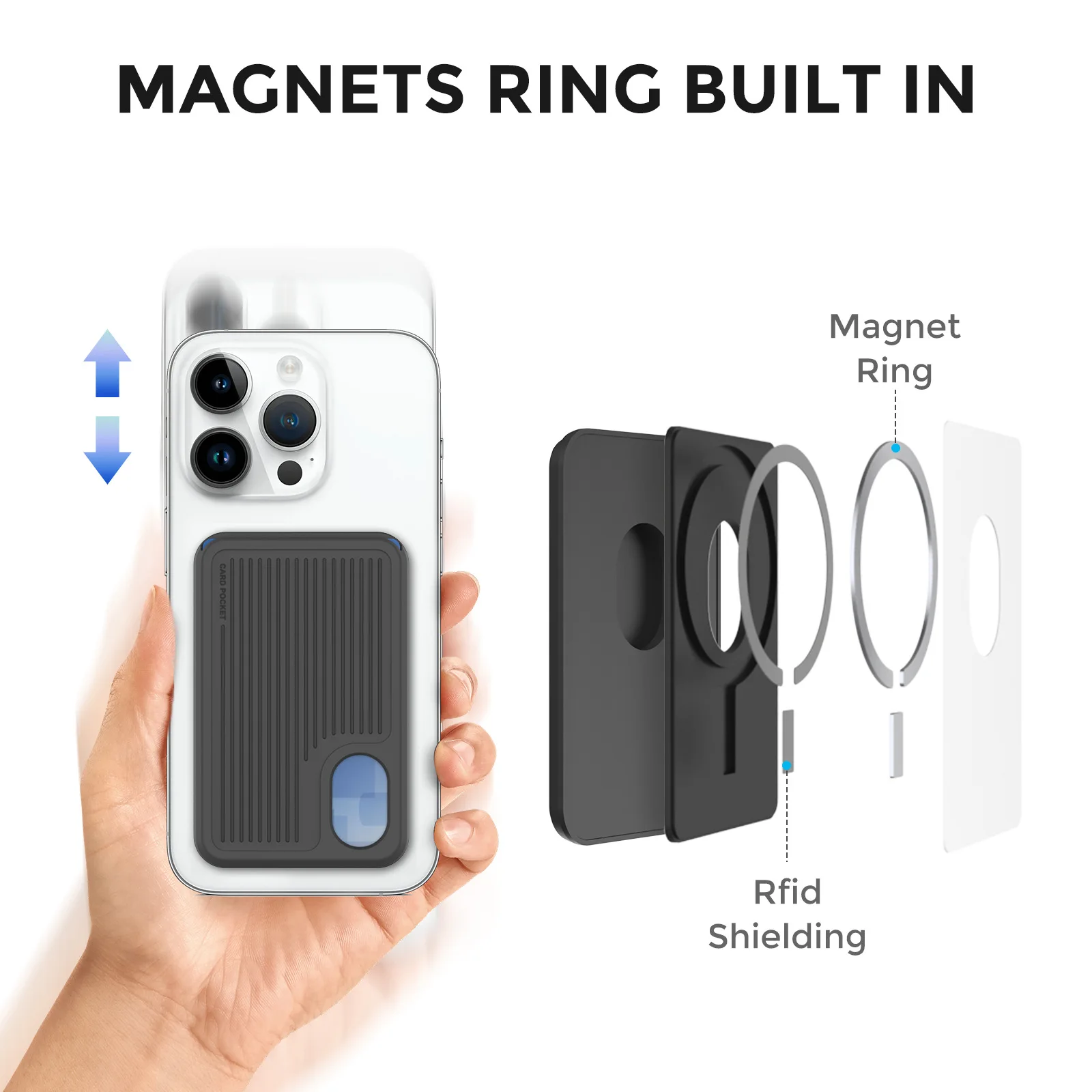 Magnetic Silicone Card Sleeve Wallet with MagSafe Compatibility