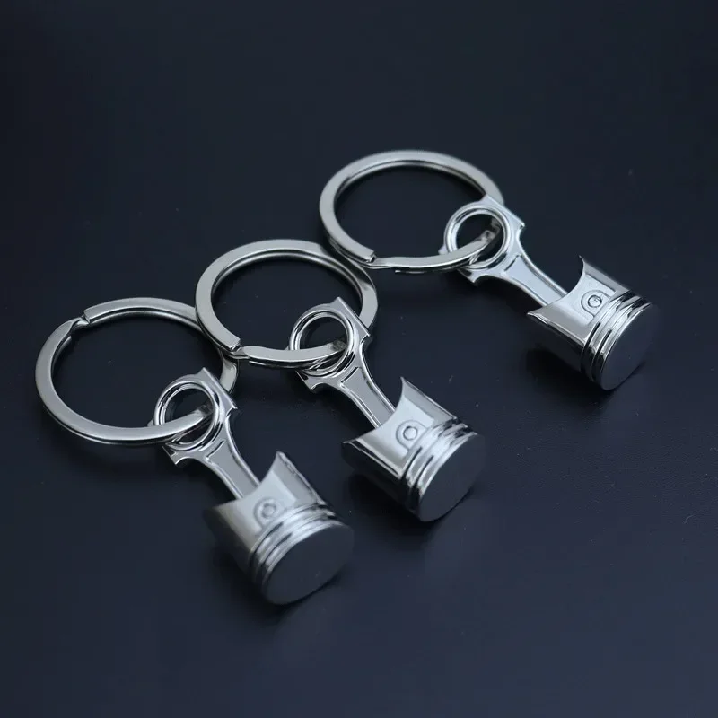 Zinc Alloy Engine Silvery Piston Key Ring Chain Keychain Key Fob