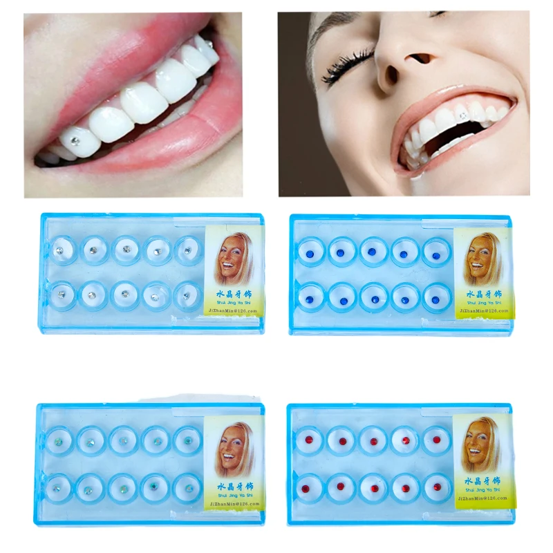 

10Pcs/ Box Acrylic Diamond Bur Dental Material Teeth Whitening Studs Tooth Gems Jewelry Kit With Glue Dental Crystal Tooth Decor