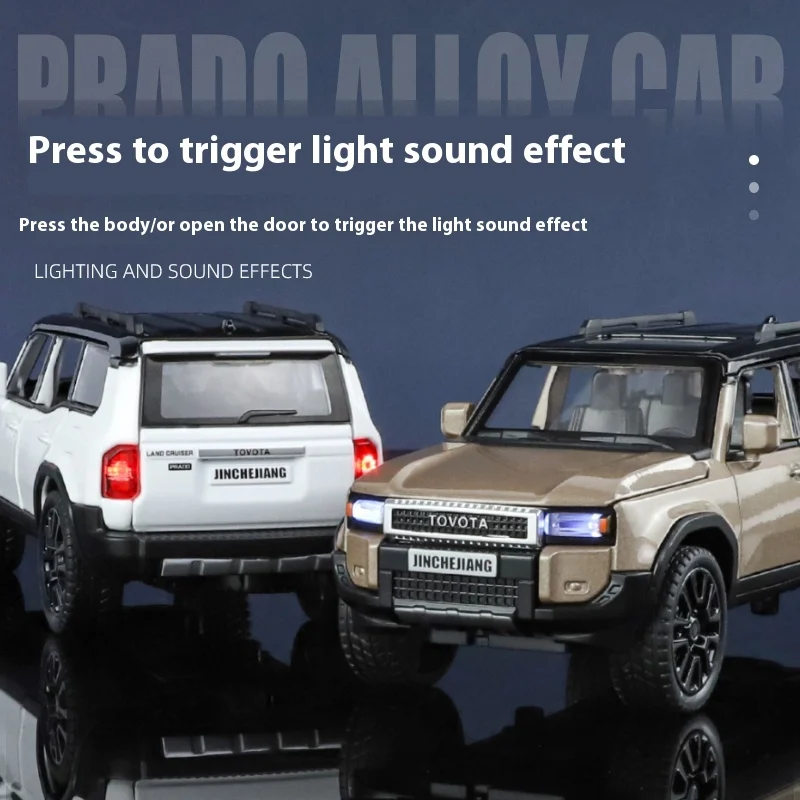 1:32 TOYOTA PRADO 랜드 크루저 오프로드 차량 금속 합금 다이캐스트 모델 자동차 도서관 책장 디스플레이 장식품 장식 선물
