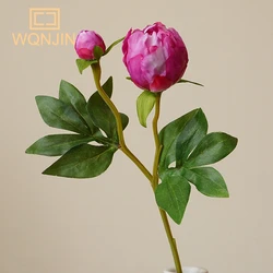 European-Style Simulated Peony Silk Flower Arrangement for Home and Wedding Decor (Purple red)