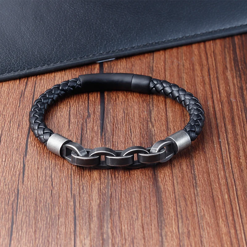 Bracciale in pelle Forma infinita Speciale modello popolare Bracciale da uomo per uomo Accessori per gioielli in acciaio inossidabile Regalo 3