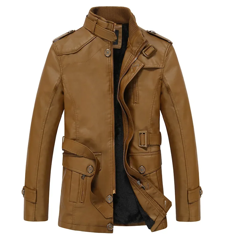 PU Jacket Biker Leather Coats Men's Leather Jackets Autumn Casual Motorcycle Brand Clothing Long Fleece Mens Jackets leather jackets