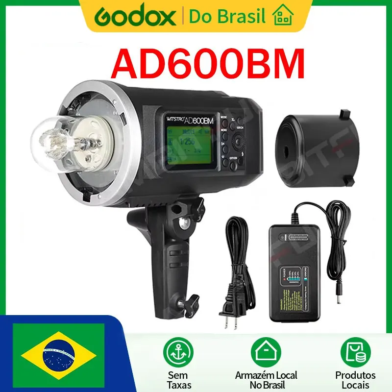 【Do Brasil】Godox AD600BM Bowens Mount 600Ws GN87 Luz estroboscópica de flash para exteriores con sincronización de alta velocidad con sistema X inalámbrico 2,4G, 8700mAh