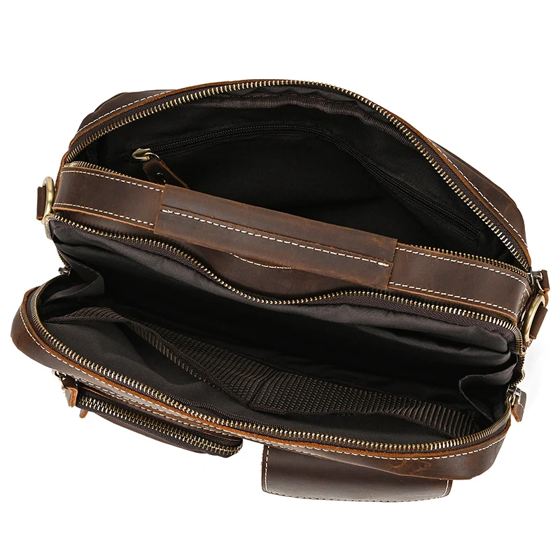 Bolso de hombro grande de cuero genuino para hombre, bandolera con asa, estilo Retro, a la moda