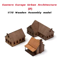 1/72 Eastern Europe Urban Architecture Scene Wooden Assembly Model DIY Handmade Building Gifts for Children 1