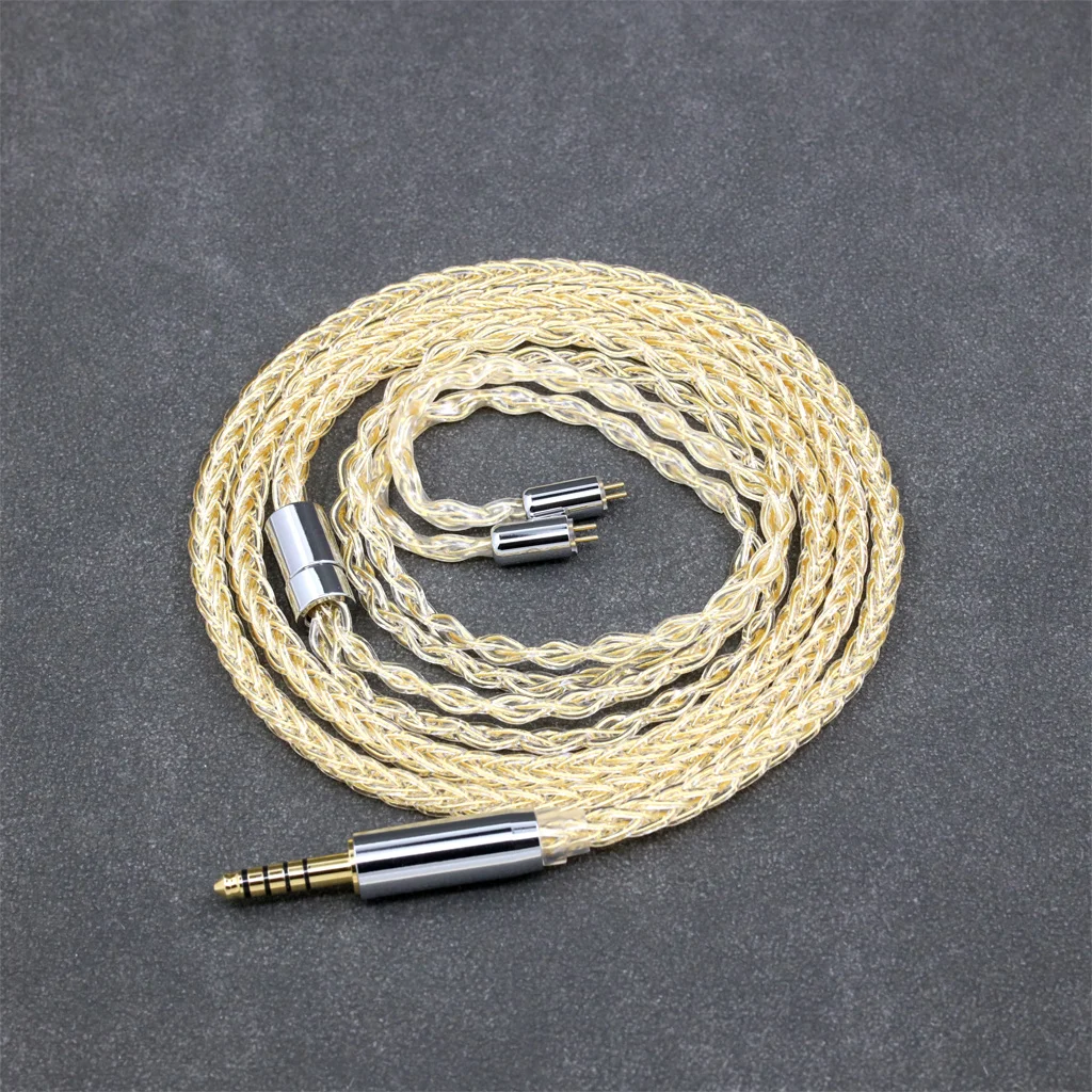 8-adriges, 99% reines Silber, 24k vergoldetes Kopfhörerkabel für 0,78mm Flat Step JH Audio JH16 Pro JH11 Pro 5 6 7 2-Pin LN008426 – Detail 4