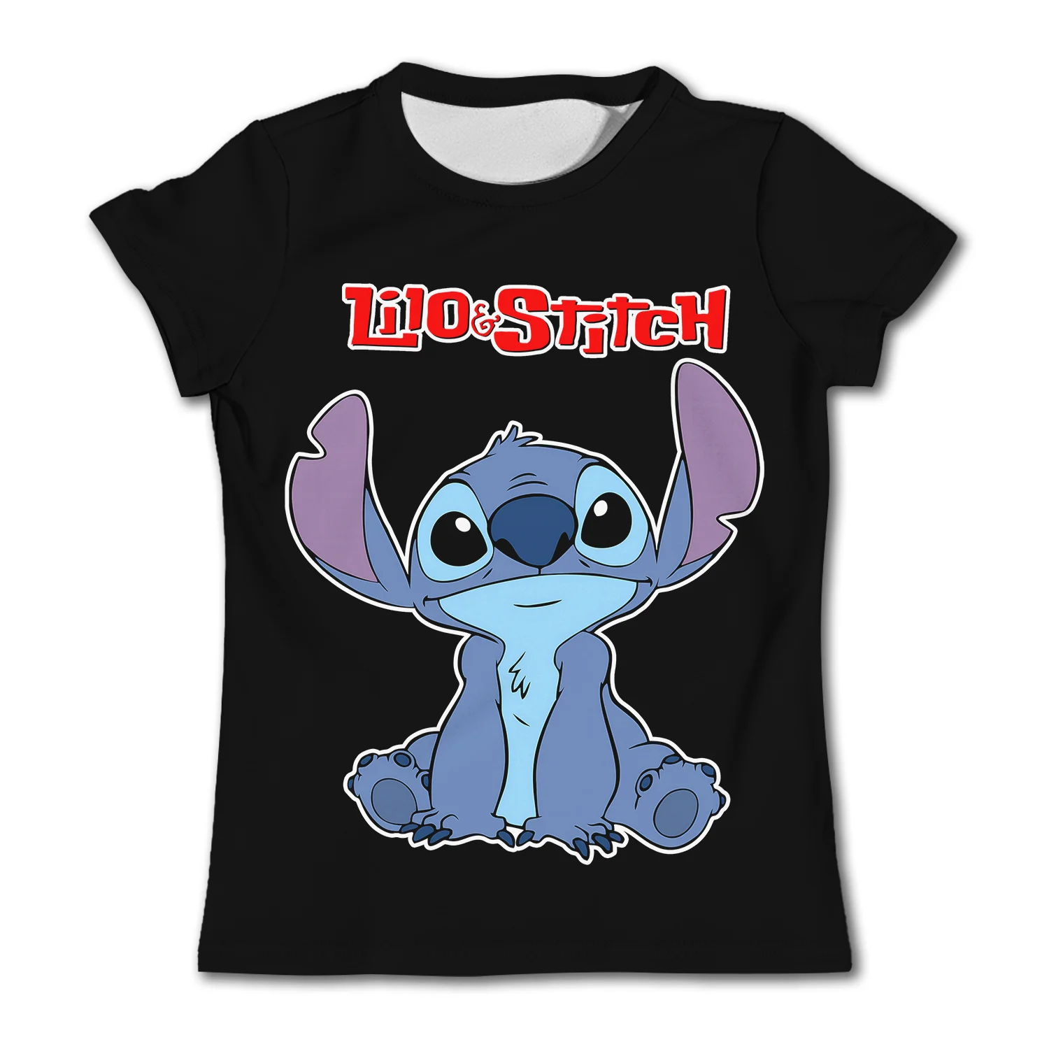 3-4Y Girls Disney Stitch T Shirts Summer Cute Cartoon Short Sleeve Children's Casual Clothing Quick Dry Tees T-shirt Kids' Top 6