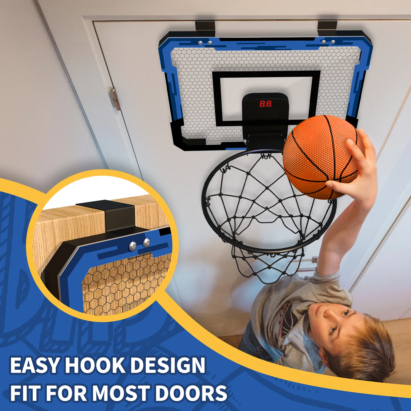Mini Basketball Hoop Indoor with Scoreboard, Basketball Toy Gifts for Kids Boys Girls Teens, Suit for Bedroom/Office/Outdoor 5