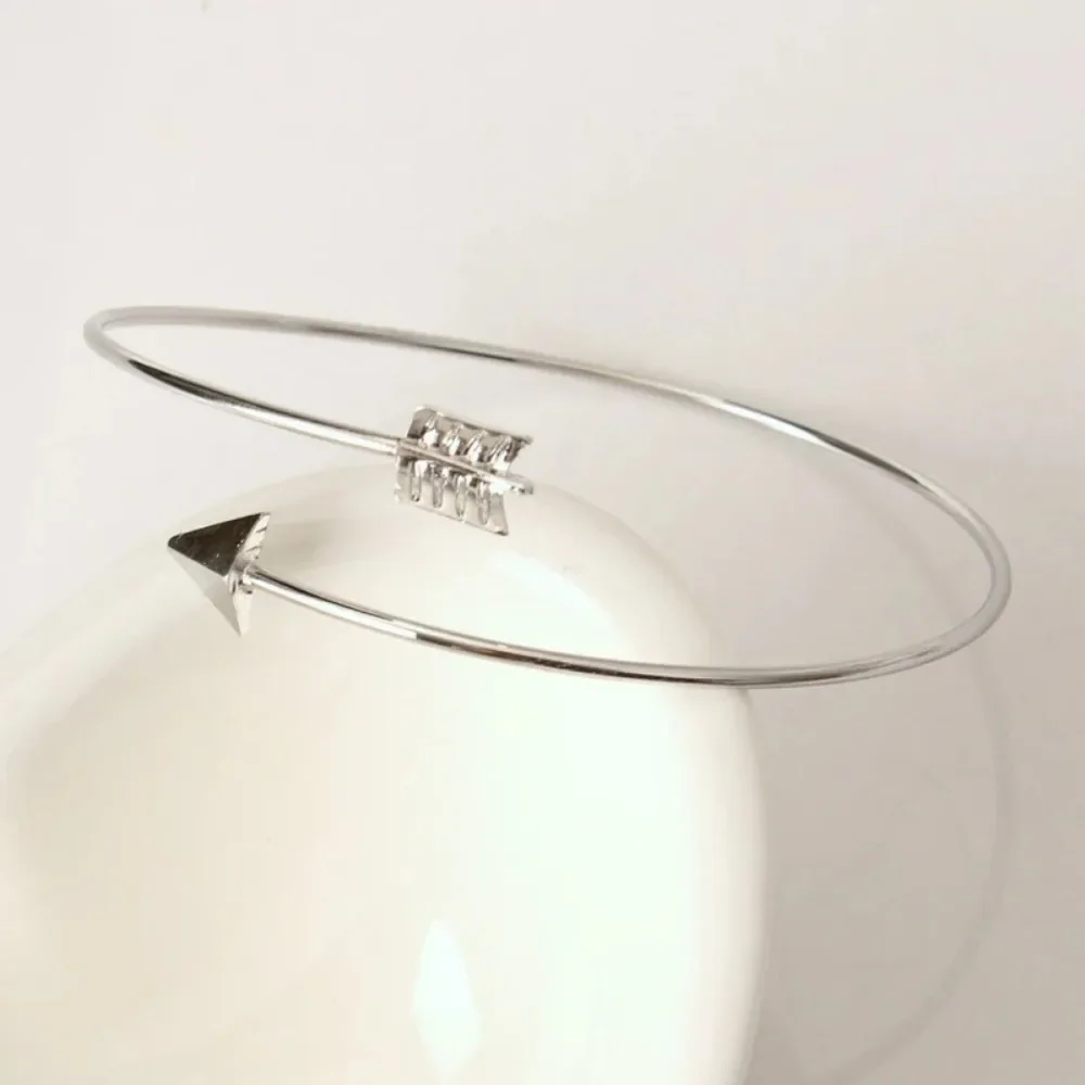 FSUNION 2025 New Arrival Punk Open Adjustable Arrow Cuff Bracelets for Women Fashion Simple Gothic Wrist Feather Bangles Jewelry 4