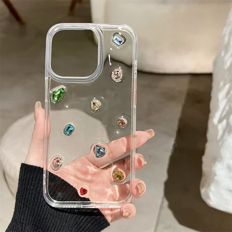 iPhone Case Phone Case Luxury Glossy Diamond Clear Epoxy Case For iPhone 15 14 13 12 11 Pro Max X XS XR 7 8 Plus SE 3 Glitter Rhinestone Silicone Cover
