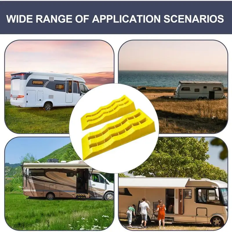Auto Wheel Blocks 2pcs Anti-Slip 3-Step Trailer Leveler Camper Leveling Blocks Travel Trailer Leveling Wheel