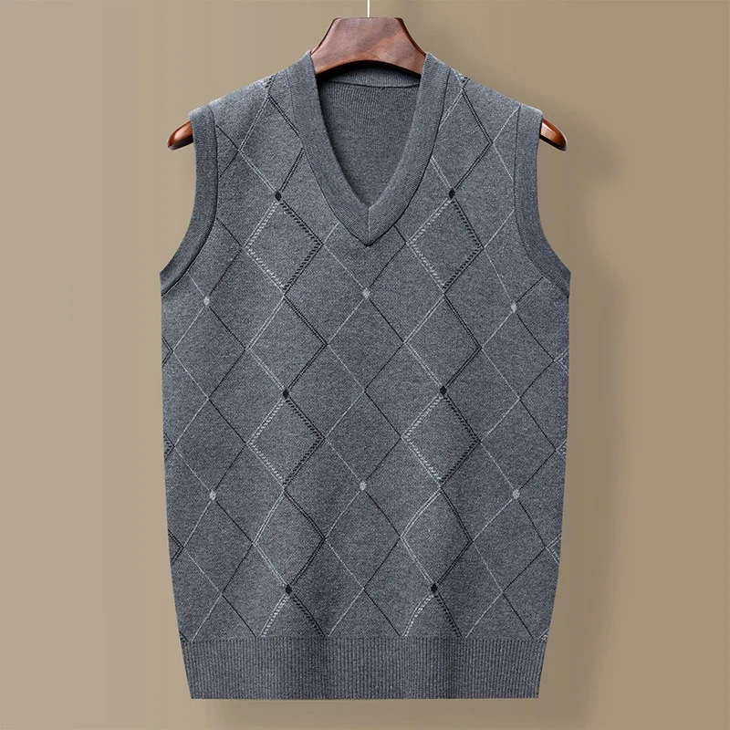 Men Sweater Vests Mens Knitted Vest Thickened Casual Sweater Tank Top Autumn Winter