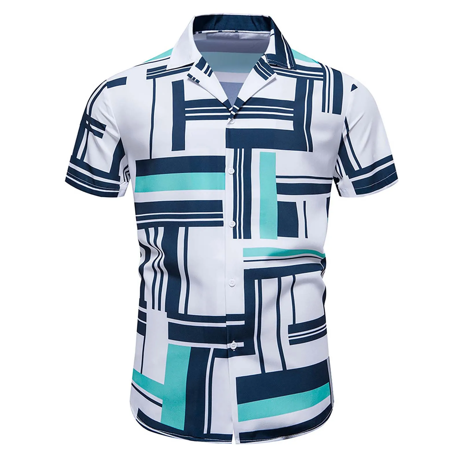 

Men's Holiday Casual Short Sleeve Aloha Hawaiian Shirt Short Sleeve Printed Tropical Aloha Blue Shirts Camisa Hawaiana Camisa