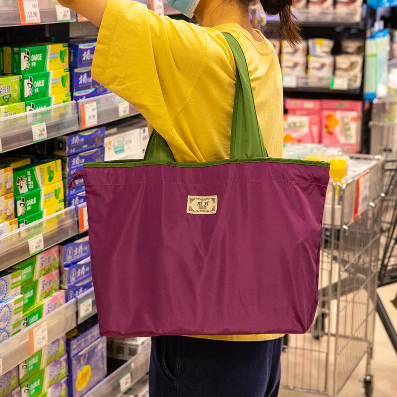 Eco-Friendly Foldable One Shoulder Shopping Bag - Portable Grocery Tote