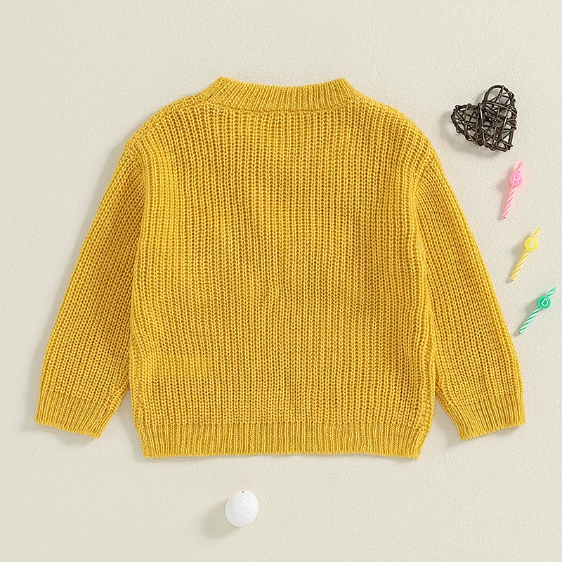 Baby girls sweater Newborn Baby Girl Boy Sweater Long Sleeve Crew Neck Letters Embroidery Winter Warm Knit Pullover Sweater Infant Autumn Clothes
