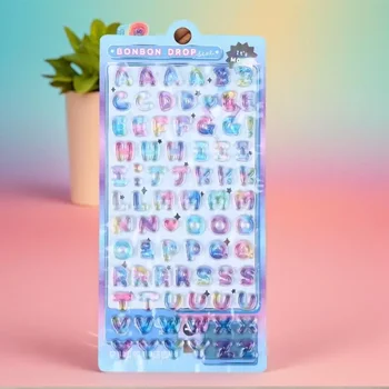 Colorful 3D Cartoon Alphabet Relief Sticker DIY Journal Planner Photo Decorations Student Reward Sticker Stationery