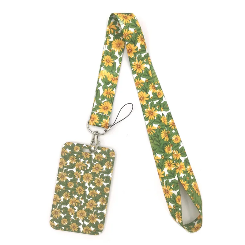 

Vintage Flowers Sunflowers Keychain Lanyards Id Badge Holder ID Card Pass Gym Phone Badge Holder Key Strap Webbings Ribbons