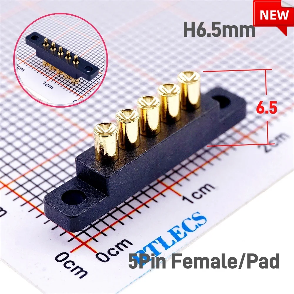 Vertical Panel Mount 2.54mm Pitch Pogo Pin Connector - 5 Pin Spring ...