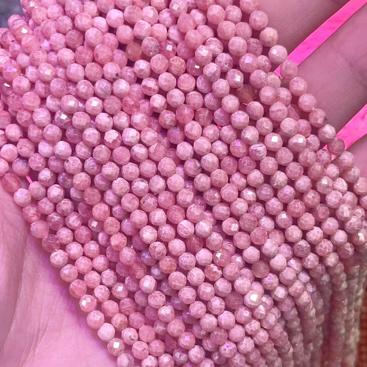 Noble 4mm Natural Rhodochrosite Faceted Round Beads Pink Rhodonite Stone Argentina Raw Ore Dialogite Gem Charm Bead DIY Jewelry