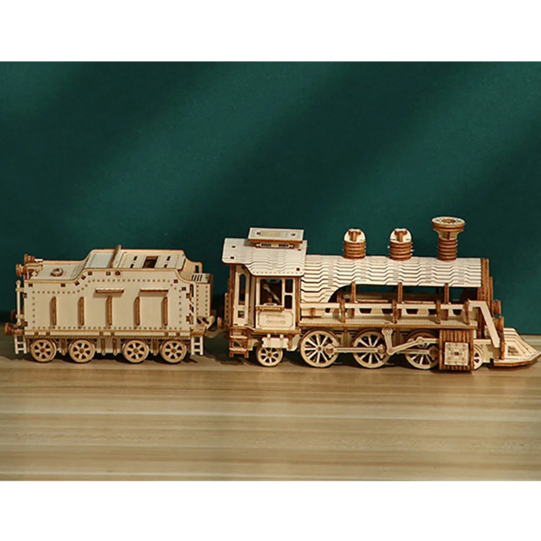 DIY 3D Wooden Puzzle Small Train Model Building Block Jigsaw Assembly Kits Educational Toy for Children Adults Decoration Gift 2