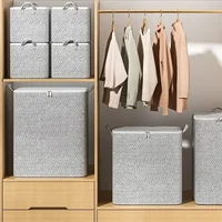 Stereoscopic storage boxes household storage boxes with windows organizing boxes fabric foldable large capacity closet storage g 2